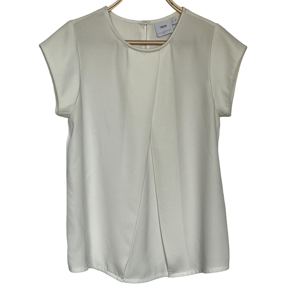 ASOS Maternity Short Sleeve Blouse Cream White 2